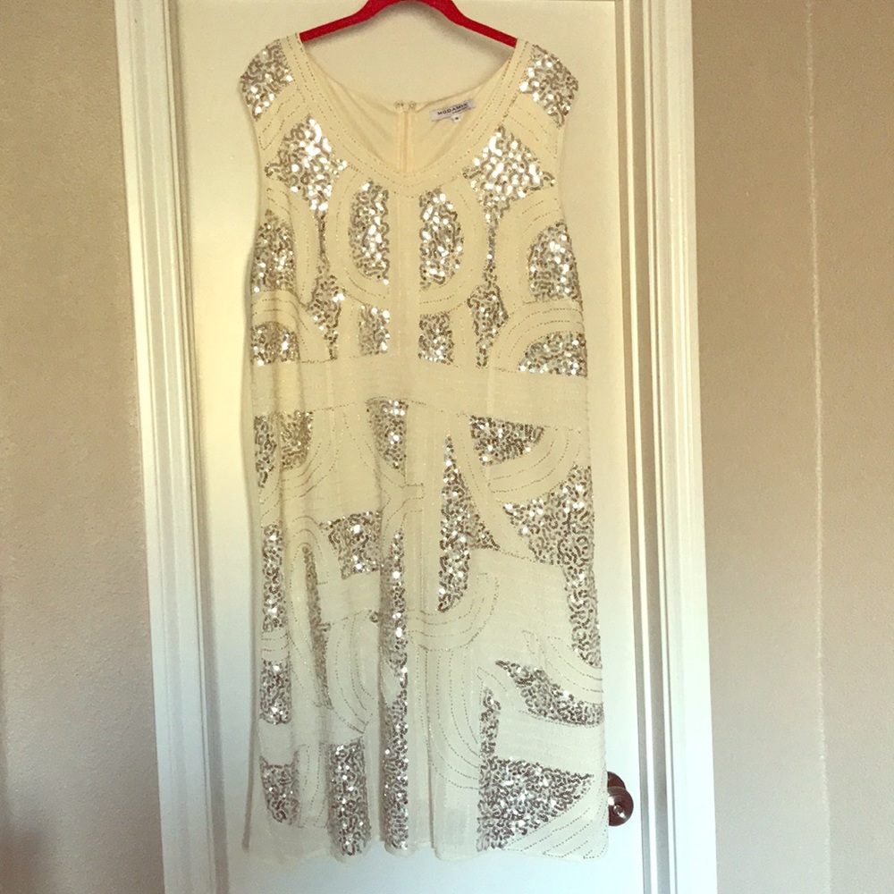 Ivory Sequin and beaded sheath dress 1x/16x